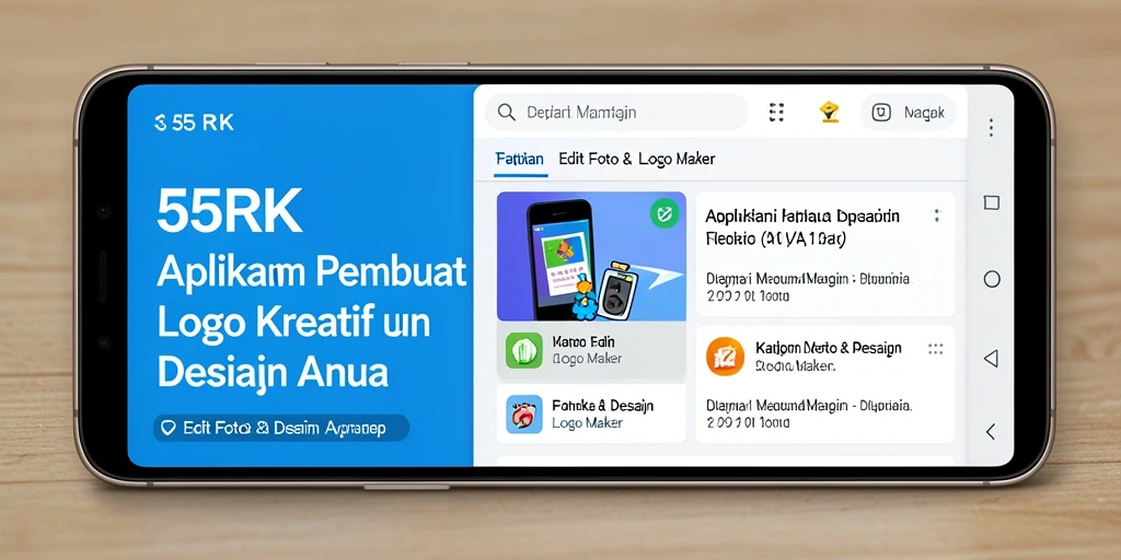 Antarmuka intuitif aplikasi 55RK untuk pembuatan logo yang menarik.