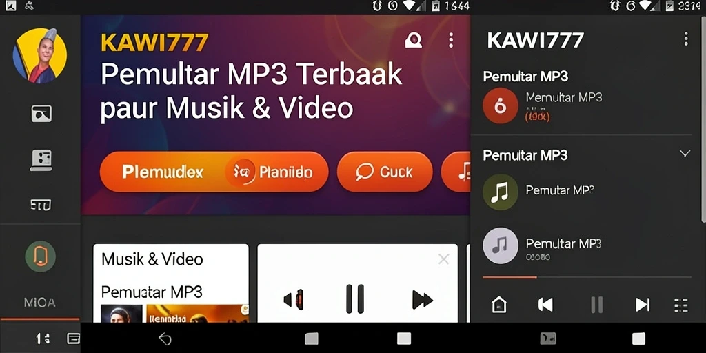 Antarmuka KAWI777 yang user-friendly untuk Pemutar MP3.