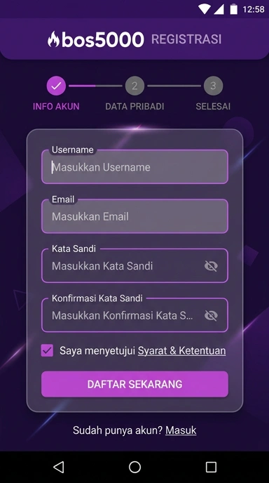 Tampilan halaman daftar bos5000